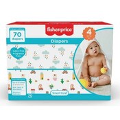 Wholesale - 70ct FISHER PRICE FULL ELASTIC WAIST BAND DIAPERS W/WETNESS INDICATOR SIZE 4, UPC: 850016923424